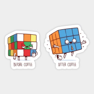 Before and After Coffee (Rubik cube) Sticker